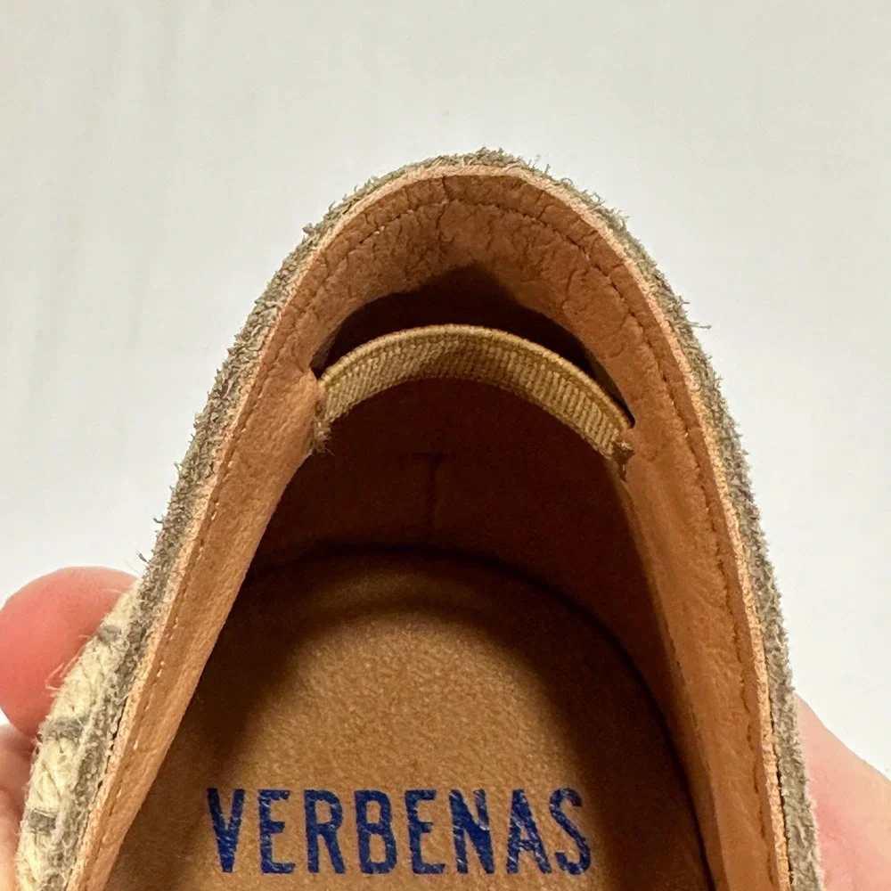 Verbenas Carmen Espadrille Womens 39‎ Brown Suede Leather Flat | Coastal Boho